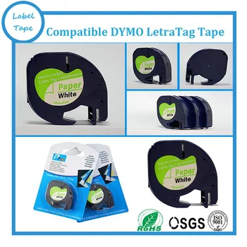 3PK/monte DYMO Letratag fita de papel 12mm preto no branco LT 91200 para dymo LT impressora FRETE GRÁTIS