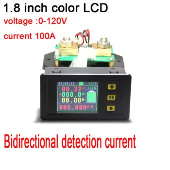 Cor LCD Voltímetro amperímetro \ temperatura \ coulomb \ capacidade \ medidor de potência \ bateria do monitor de sistema shunt 100A 200A 300A 500A