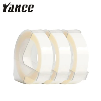 Yance 3pcs branco 9MM 6MM 12MM 3D Relevo Fita Dymo Relevo Criador de Etiqueta de PVC Fita Dymo label para Motex E101