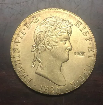 1820 Espanha 8 Escudos - Fernando VII de Ouro Cópia da Moeda