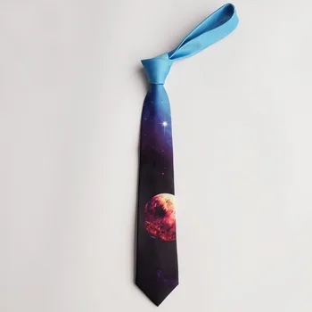 Frete grátis Novo macho man Original design gravata Azul planeta 7CM de impressão empate céu estrelado universo textura personalidade de arte