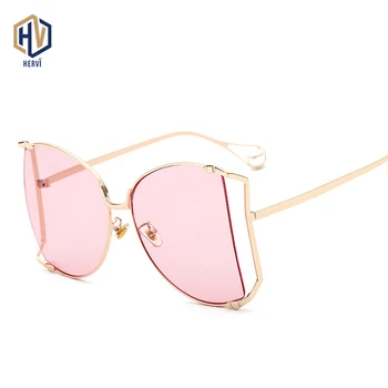 Grande Moldura Pérola Óculos de sol Masculino Feminino Deslumbrante Metal Recorte Óculos de UV-400 lente HD resistente ao Desgaste Resistente a riscos
