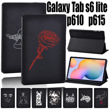 Tablet Case para Samsung Galaxy Tab S6 Lite P610 P615 de 10,4 Polegadas Impresso PU Couro Protetor de Stand Shell Capa + caneta Grátis