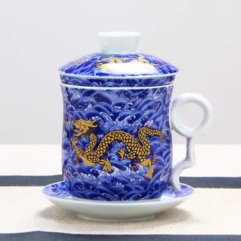 Chinês filtro de Cerâmica caneca de chá,Café com Leite, Chá Caneca de chá da Tarde copos Canecas de Café Acampamento Copos de porcelana Branca xícara de chá de