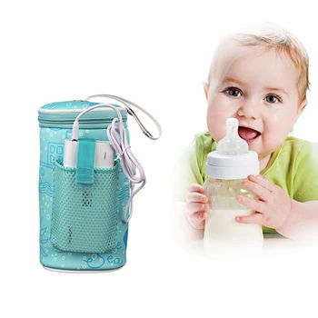 O leite do bebê aquecedor de biberões Termostato Saco de Carro Portátil USB Aquecimento Inteligente de Leite Morno Ferramenta de Isolamento da Tampa Aquecedor de biberões