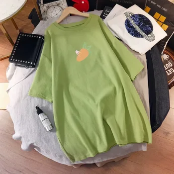 Maternidade Grávida do Bebê Carregamento de 2022 Engraçado Mulheres T-Shirt Menina Camisa Nova Mamãe verde Grande Tamanho de Roupas