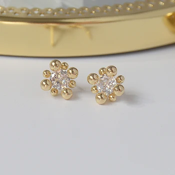 Exclusivo Bonito de Pequenos cristais Brincos Jóias de Ouro 14K Plated Zircão Brincos para Mulheres