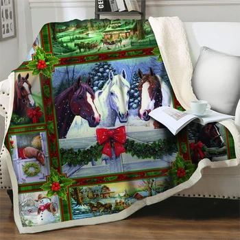 Cavalo Impressos em 3D Lança Cobertor Crianças Suaves de Flanela de Lã Mantas para Sofá, Sofá-Cama Espalhar Festa de Natal, a Decoração Home