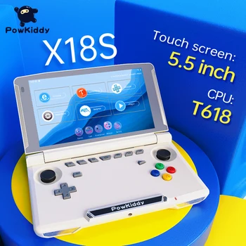 Novo Powkiddy X18S Android 11 5.5 Polegadas Touch IPS Tela Flip Consola de jogos Portátil, T618 Chip de Celular Jogadores de Jogo de memória Ram 4GB de Rom 64GB