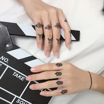 1pc Impermeável da Etiqueta Temporária Tatuagem Pequena Dedo Adesivos de Simples Homens Mulheres da Arte do Corpo Fake Tattoo Dedo Legal Tatuagem Adesivos