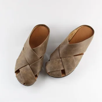 2022 Novo estilo chinelos de Mulheres verão, todos de couro de vaca casual sandálias e meias chinelos de Verão, sandálias das mulheres