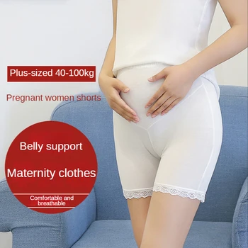 Mulheres grávidas de Segurança Calças Plus Size Mulheres Grávidas do Leggings Finas Shorts Anti indo Versátil Calças Vestido de Verão