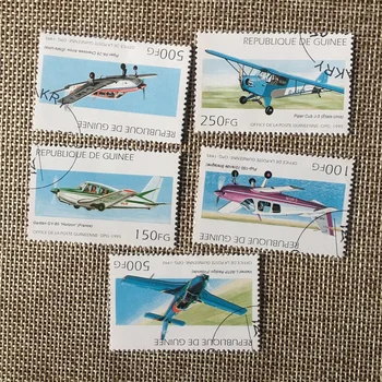5Pcs/Set Guiné Selos De 1995 Aeronaves de Aviação Avião Pós Marcado Selos Postais para a Coleta de