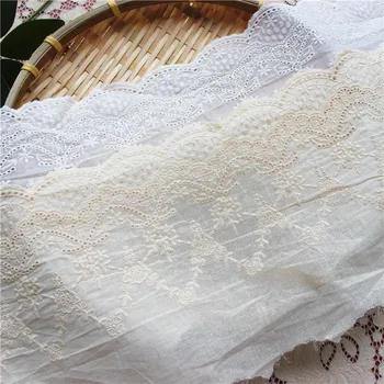 Frete grátis 1Yards/muita Largura de 17cm Bege/Branco/Bleach 100% algodão bordado de renda, de tecidos, roupas femininas diy guarnição W189