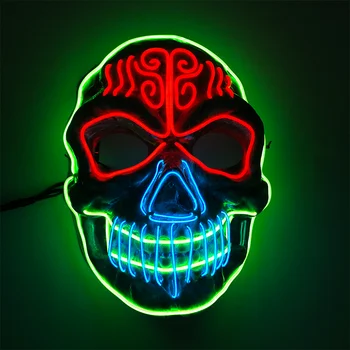 Brilhante EL Fio Máscara de Cosplay Festa de Horror Traje de Luz Até Assustador do Crânio do DIODO emissor de Máscara Para o Carnaval de Halloween