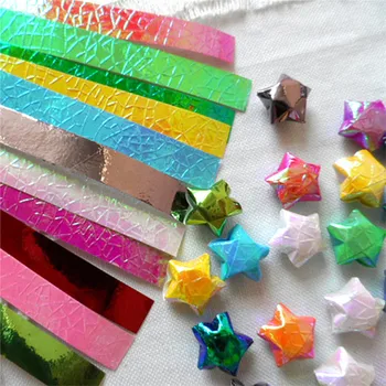 80pcs Pérola Cor do Gradiente de Dobramento Tira de Papel de Sorte Estrelas de Origami de Papel Coloridas Embarcações de DIY feito à mão Cartões de Presente Papercraft