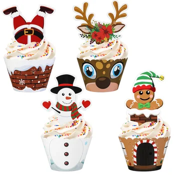 36 Conjuntos De Cocktail Condições Para Escolhas De Natal Cupcake Pega Natal Copos De Natal Cupcake Titulares De Cupcake De Natal Decorações