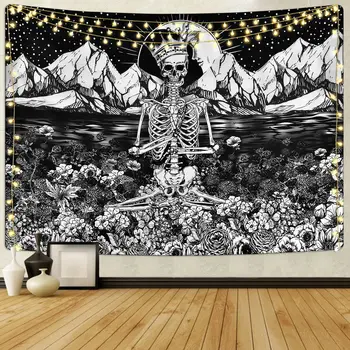 A Arte Hippie Mandala Crânio Sala Da Tapeçaria Pendurada Na Parede