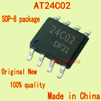 10-100PCS Made in China AT24C02 AT24C02N SOP-8 SMD oito fios de memória IC chip grande ponto novo