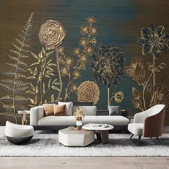 3D personalizado Mural de Parede Nordic Light Luxo Plantas de Flores Fresco Sala de estar, Quarto, Casa, Decoração pano de Fundo Papel De Parede 3D