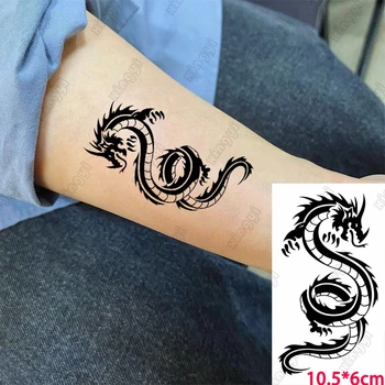 Black Dragon Impermeável Da Etiqueta Temporária Tatuagem De Borboleta Escorpião Lobo, Raposa Velha Escola Tatoo Mulheres Garoto Arte Do Corpo Falso Tatto Homens