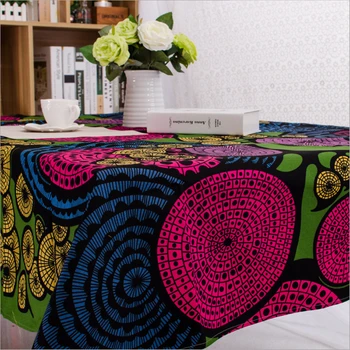Resumo de impressão estilo étnico toalha de mesa de algodão duplo por duplo trama toalha de mesa de festa impermeável toalha de mesa tampa toalha