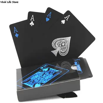 54pcs Nova PVC à prova de água Pura Magia Negra Caixa-embalado em Plástico Conjunto de Cartas de Jogar Baralho Poker Classic Truques de Magia Ferramenta