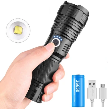 Ultra Poderoso XHP70 Lanterna Recarregável LED Zoomable Tocha de Mão Lâmpada 26650 18650 Bateria de Acampamento ao ar livre Luz de Flash