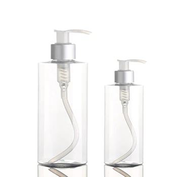rodada vazio 120ml garrafa de plástico transparente decorativos reutilizável frascos de xampu com interruptor de bloqueio da bomba de 4oz