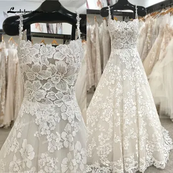 Lakshmigown Floral Lace Vestido de Noiva De 2023 Civil de Noiva, Vestidos de Casamento com Contas off white vestidos de casamiento