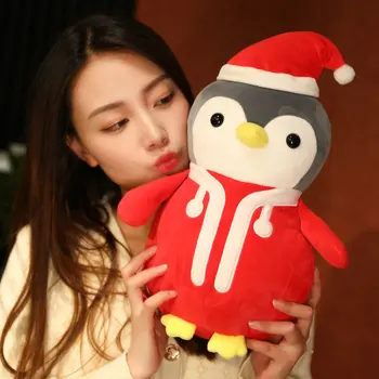 25-45cm Animais dos desenhos animados Vermelhos Travesseiro Macio Recheado de Natal Penguin Boneca de Presentes de Aniversário Pano Almofada Bebê Crianças Brinquedos de Pelúcia