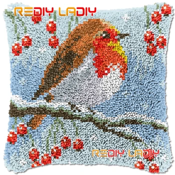 Trava do Gancho Almofada Robin Pássaro DIY Bordar Kits de Acrílico Chunky Yarn Artes Crochê Sublime fronha Hobby e Artesanato