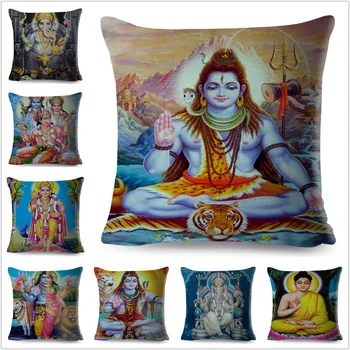 Colorido Mitologia Indiana Shiva fronha Decoração de desenhos animados Capa de Almofada de Sofá de Casa de Carro com 100% de Poliéster Fronha de almofada 45x45cm