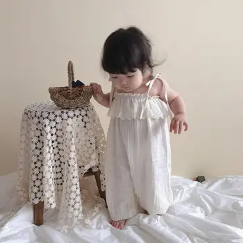 Nova Criança Bebê Roupas de Menina Sólido Princesa Macacão Infantil Macacão sem Mangas Um-peças de Verão Meninas Sunsuit Roupas