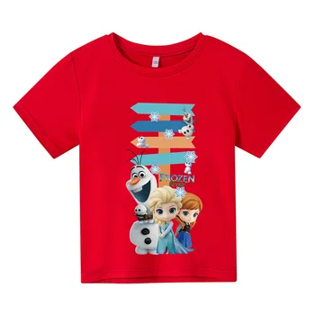Congelados 2 T-Shirts Novas 2023 Verão Bebê Meninas Cartoon Casual T-Shirts para Crianças Elsa Mangas Curtas Moda Tops Tees de 1 a 14 Anos