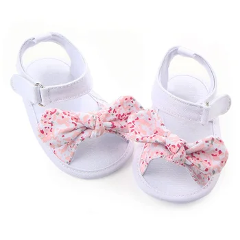 Sapatos de bebê Princesa Grande laço Floral Primeiro Caminhantes Macio, com solado Anti-Derrapante Baby Girl Sapatos Berço Calçado 0-12M