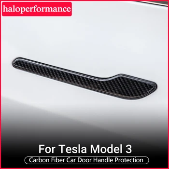 Model3 maçaneta friso decorativo para o Tesla Model 3 2021 Acessórios maçaneta da porta de fibra de carbono, modelo de decoração de 3 tesla modelo de três