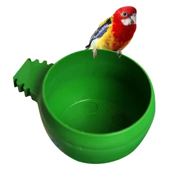 1PC Plástico Papagaio Tigela Redonda Alimento de Pássaro Alimentador de Pombos Bacia de Água Papagaio Recipiente de Alimento do animal de Estimação Dispositivo de Alimentação de Aves Acessórios