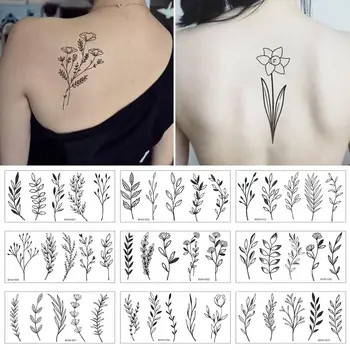 Moda Impermeável Fake Tattoo Fácil De Usar A Arte Corporal Flores Tatuagem Preto E Branco Tatuagens Temporárias