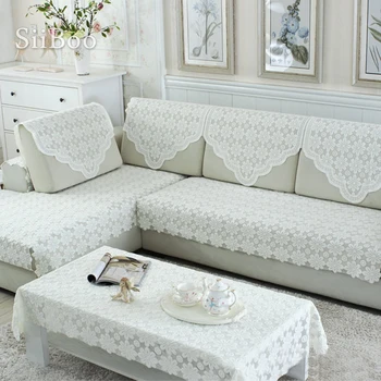 Estilo coreano branco bordado floral hotéis baratos de renda sofá modular tampa fundas de sofá mobiliário sofá cobre SP5407 NAVIO LIVRE