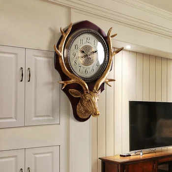 Madeira maciça relógio de parede relógio Nórdicos Europeus sala de estar criativo atmosférica Americana para o lar personalidade relógio de quartzo