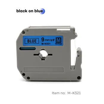 9mm MK-521 preto no blue label fitas M-K521 MK521 MK 521 mk521 mk-521 Compatível brother p-touch Impressora de etiquetas para PT-80 PT-70