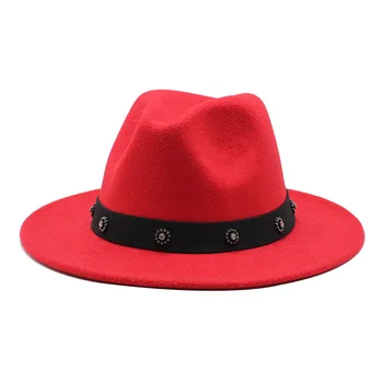 Chapéu de inverno mulheres de vermelho chapéu fedora de moda selvagem grande 61cm aba larga do chapéu exterior de lã chapéu Panamá casamento chapéu