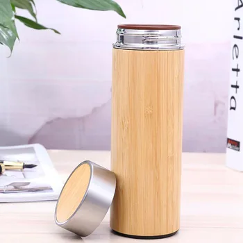 Bambu garrafa Térmica Isolamento Taça de Cerâmica Forro Roxo Areia Revestimento de Aço Inoxidável garrafa Térmica de Negócios de Recordações ZA6816